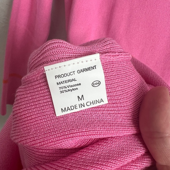 Pink Queen Women's Long Sleeve Button Down Sweater Dress with Belt Size Medium - Picture 9 of 11